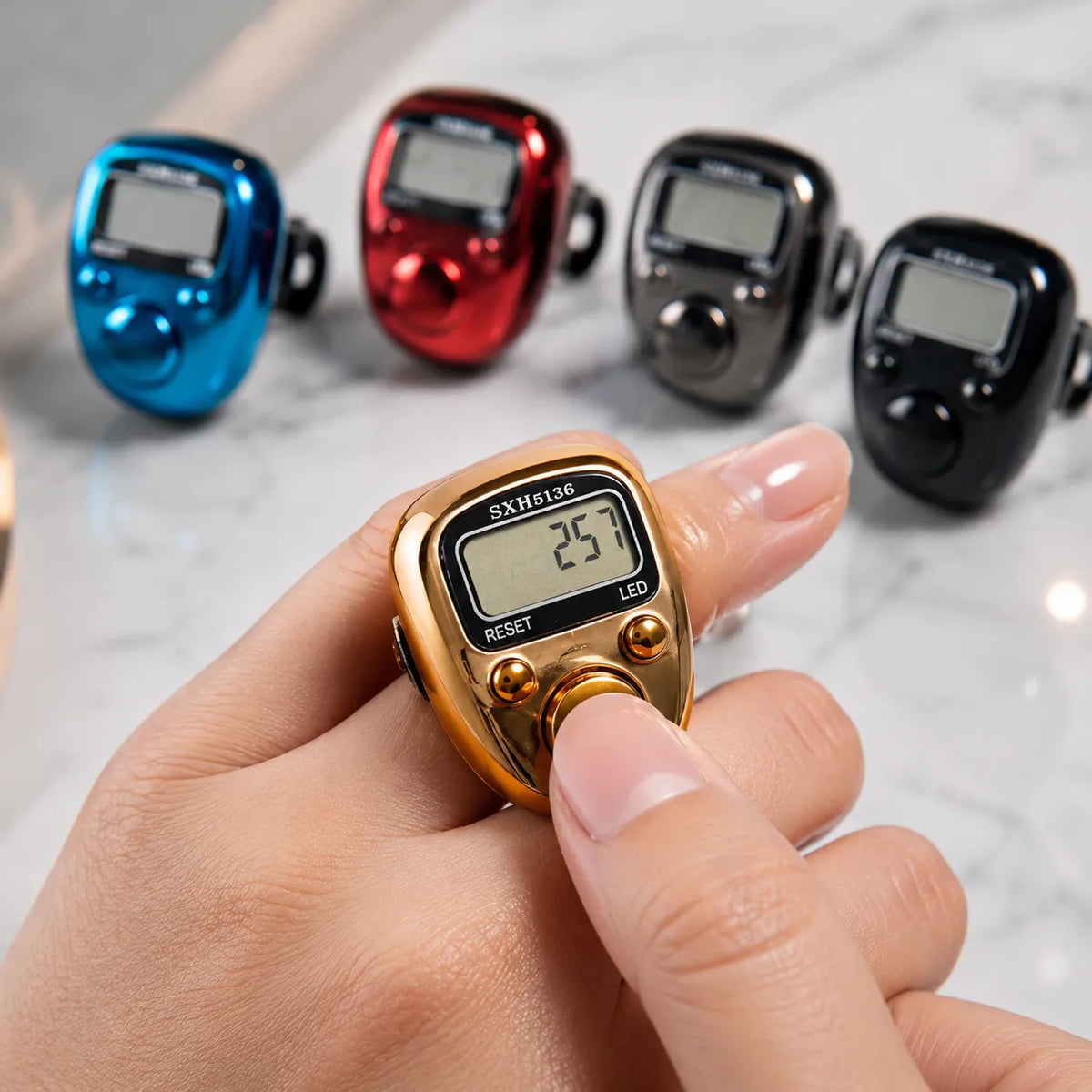 SXH5136 Digital Finger Tally Counter with LED – Family Pack