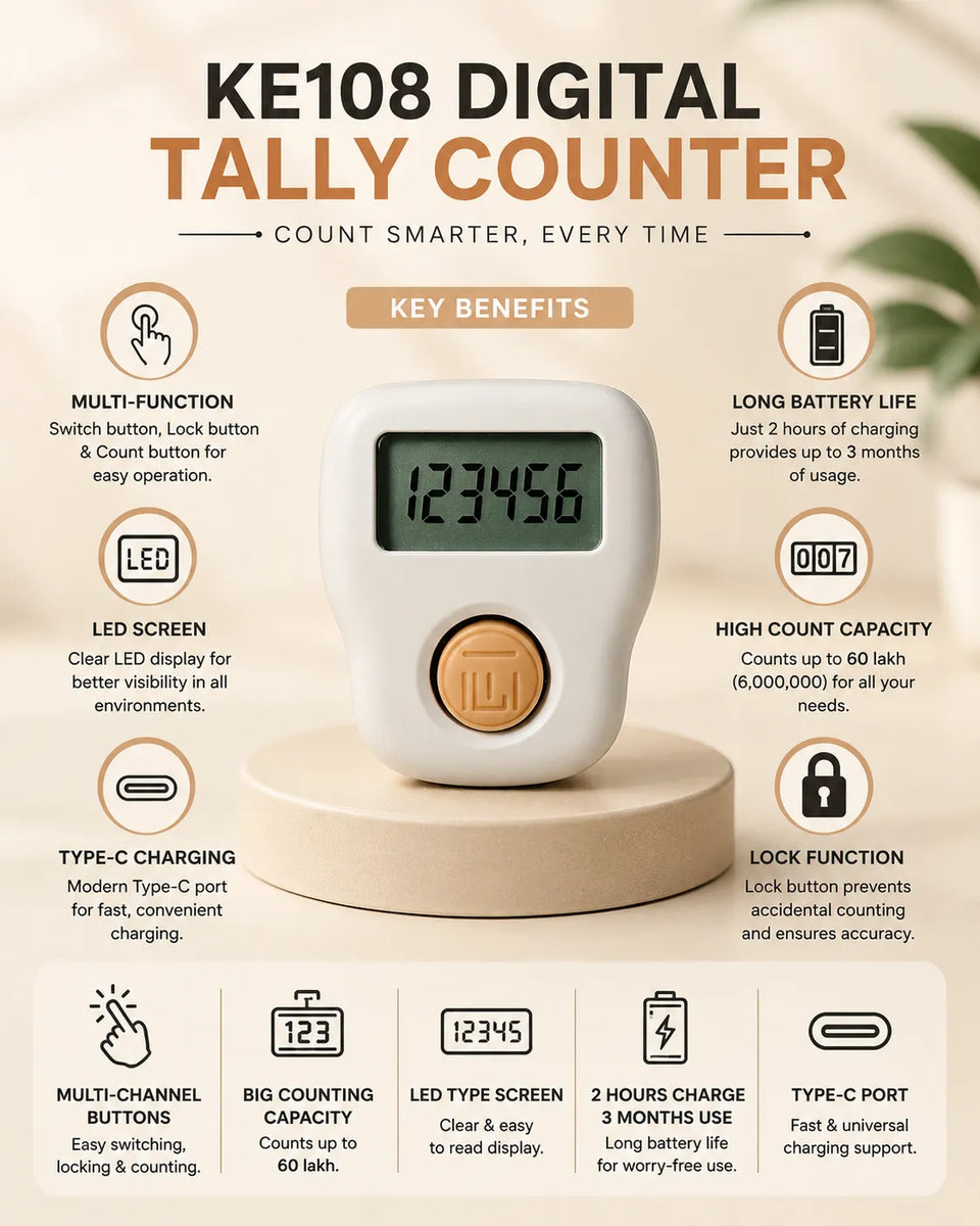 KE 111 Rechargeable Digital Naam Jap Counter – 60 Lakh Counting