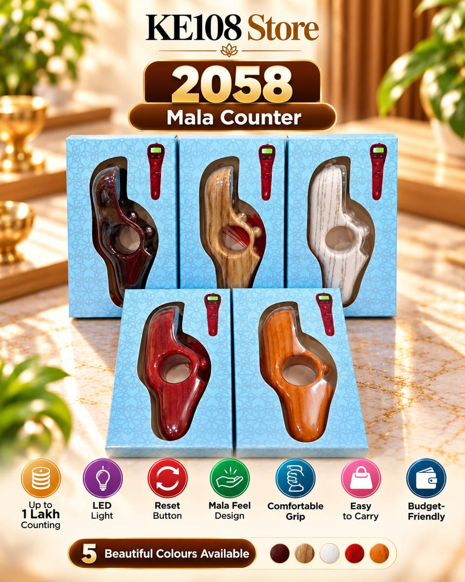 2058 Mala Counter - Digital Finger Counter with LED Light, Up to 1 Lakh Counting, Ergonomic Grip & Reset Button
