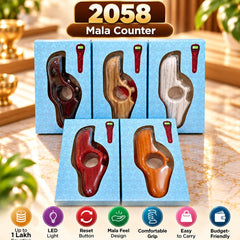 2058 Mala Counter - Digital Finger Counter with LED Light, Up to 1 Lakh Counting, Ergonomic Grip & Reset Button