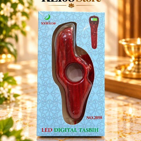 2058 Mala Counter - Digital Finger Counter with LED Light, Up to 1 Lakh Counting, Ergonomic Grip & Reset Button