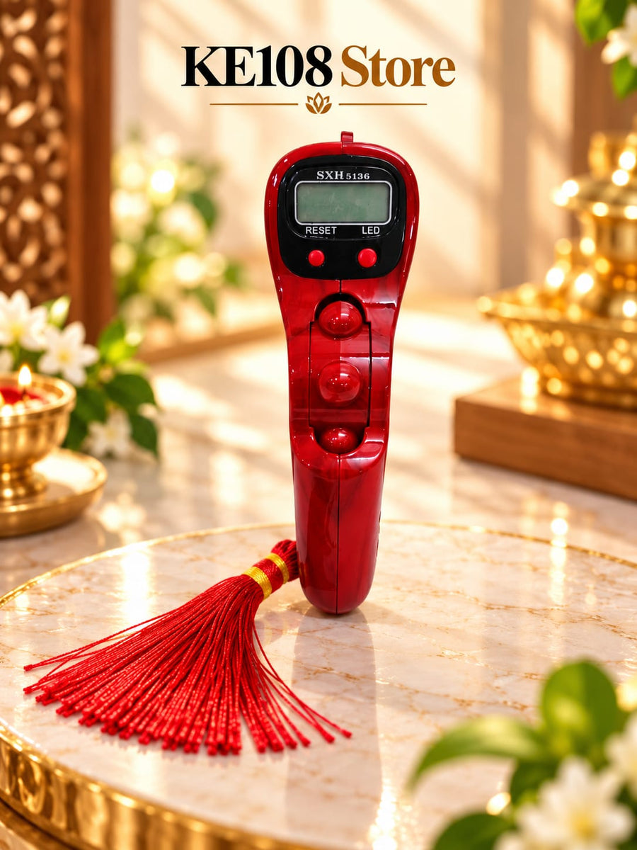 2058 Mala Counter - Digital Finger Counter with LED Light, Up to 1 Lakh Counting, Ergonomic Grip & Reset Button