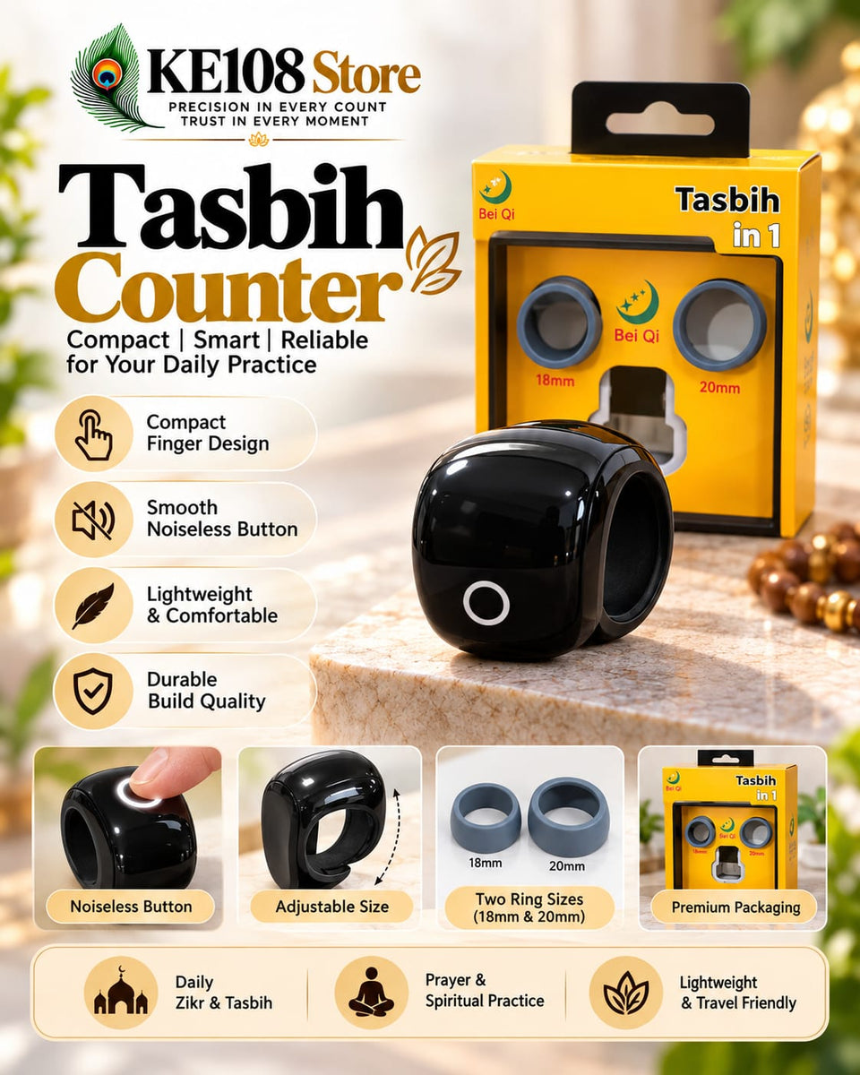 Bei Qi S 8pro Smart Tasbih 3-in-1 Ring - Digital Zikr Counter with OLED Display & 3 Interchangeable Sizes (18mm, 20mm, 22mm)
