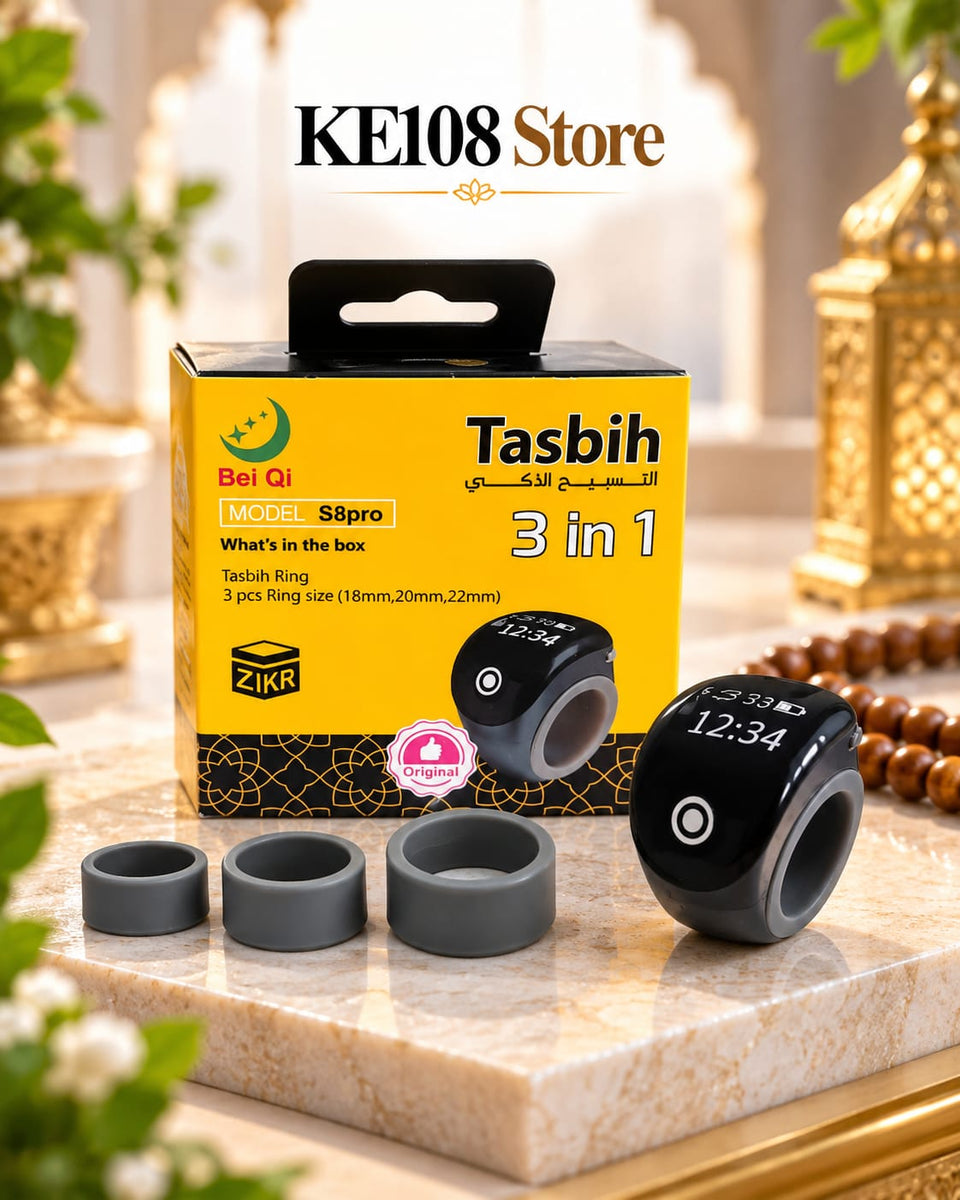 Bei Qi S 8pro Smart Tasbih 3-in-1 Ring - Digital Zikr Counter with OLED Display & 3 Interchangeable Sizes (18mm, 20mm, 22mm)