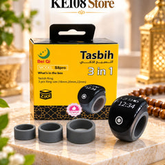 Bei Qi S 8pro Smart Tasbih 3-in-1 Ring - Digital Zikr Counter with OLED Display & 3 Interchangeable Sizes (18mm, 20mm, 22mm)