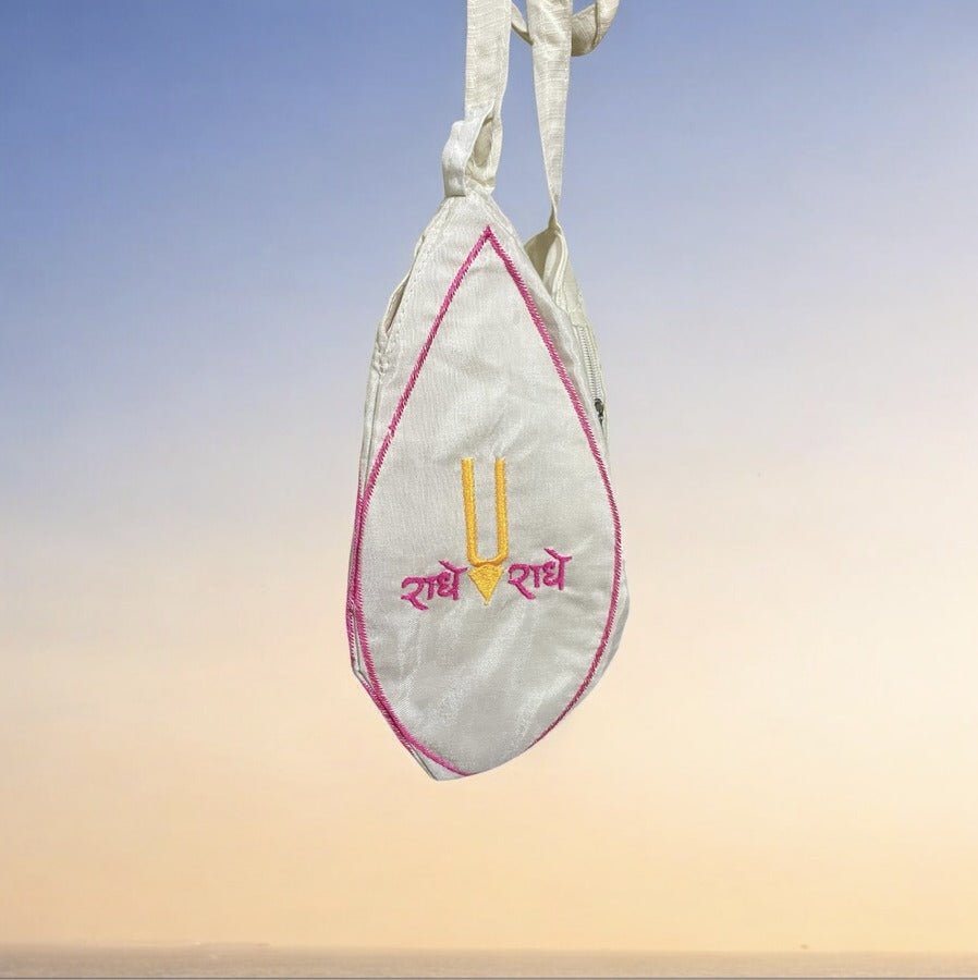 Radhe Radhe White Japbag Mala Jholi