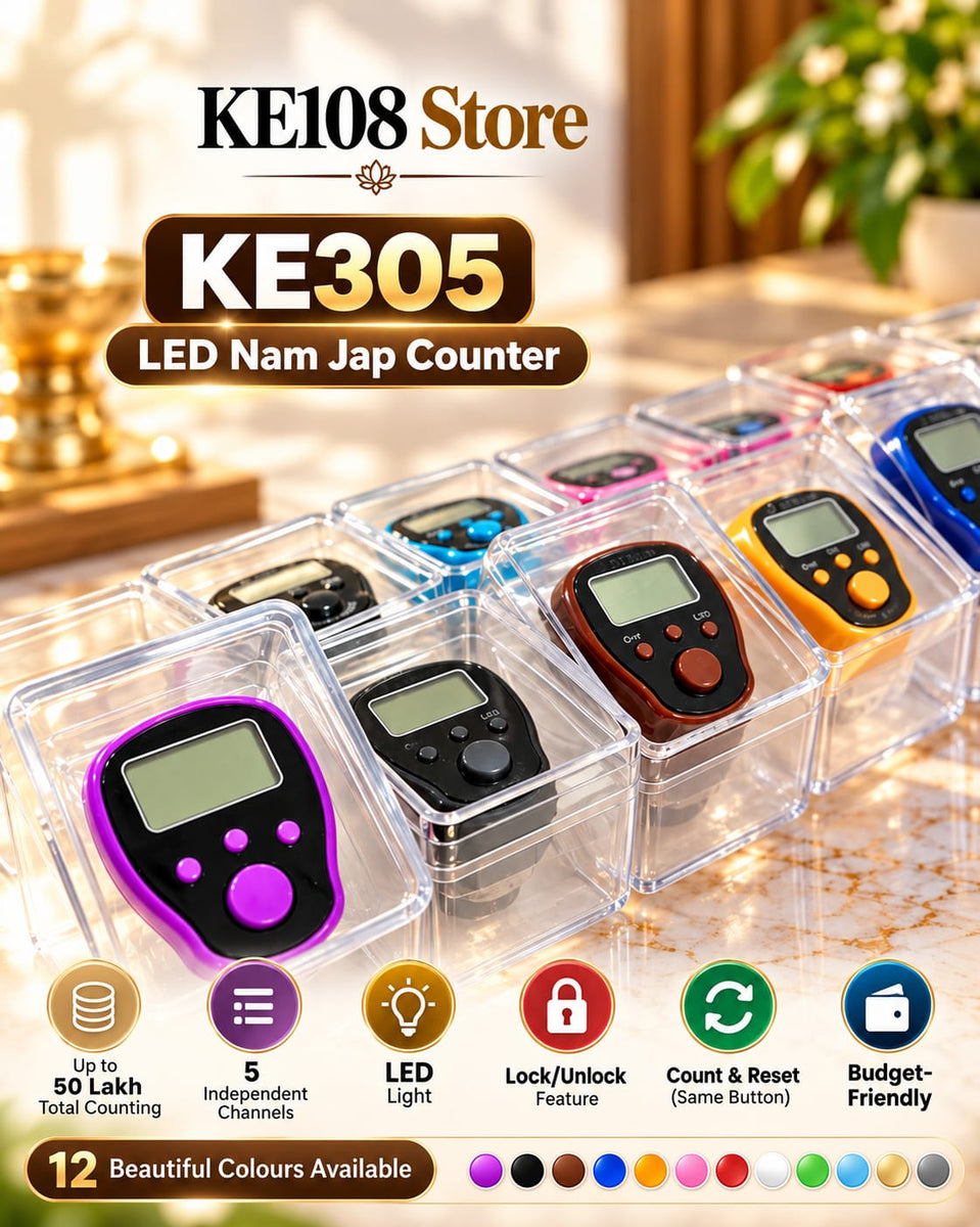 KE305 LED Nam Jap Counter (SXH5136) - 5 Independent Channels, Up to 50 Lakh Counting, Lock/Unlock Feature & 12 Colors