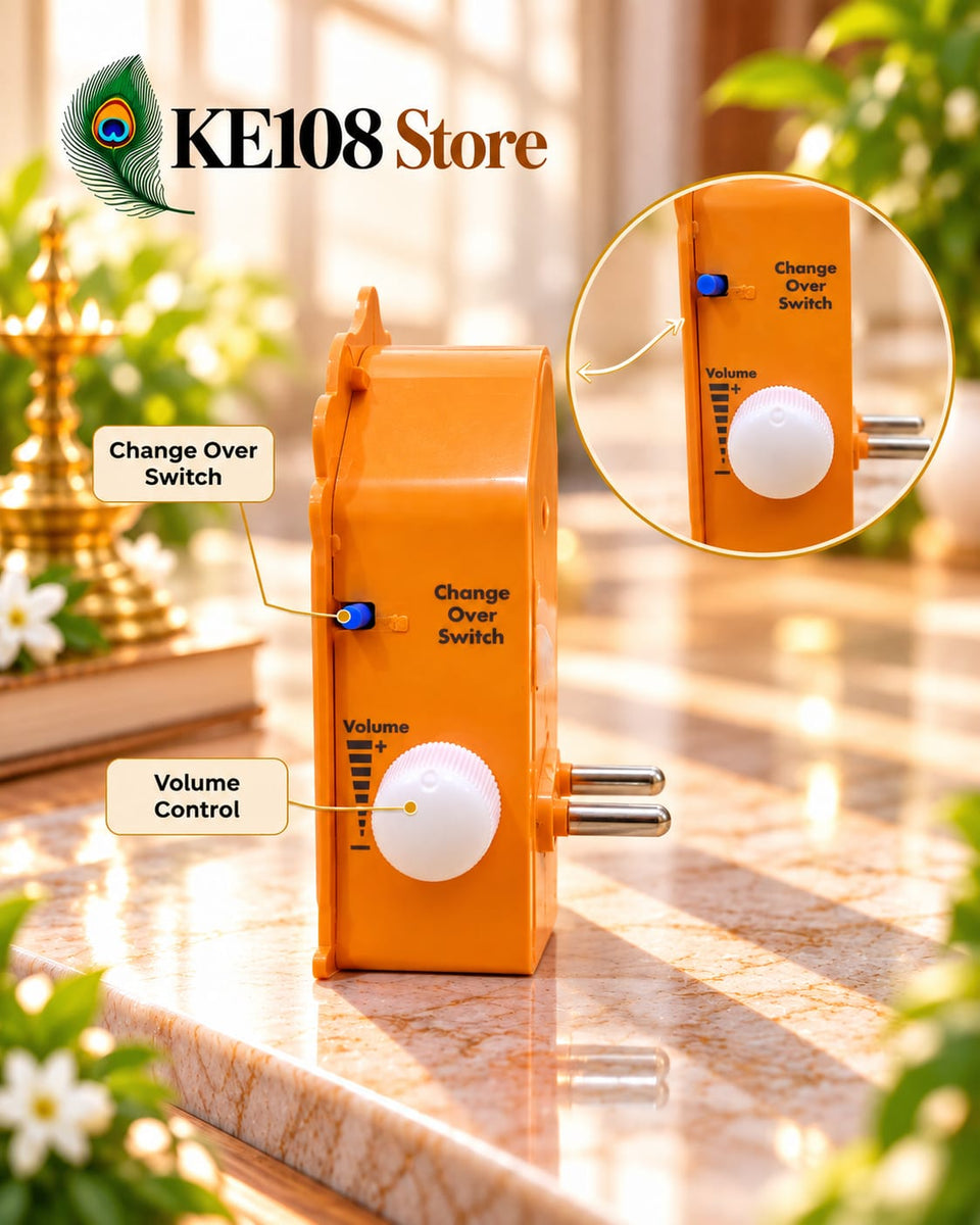Night Lamp & Naam Jaap Speaker (KE SP-04) - Plug-In Mini Mantra Box with Built-In Night Light, Volume Control & Change Over Switch