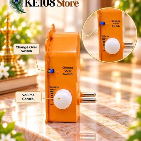 Night Lamp & Naam Jaap Speaker (KE SP-04) - Plug-In Mini Mantra Box with Built-In Night Light, Volume Control & Change Over Switch